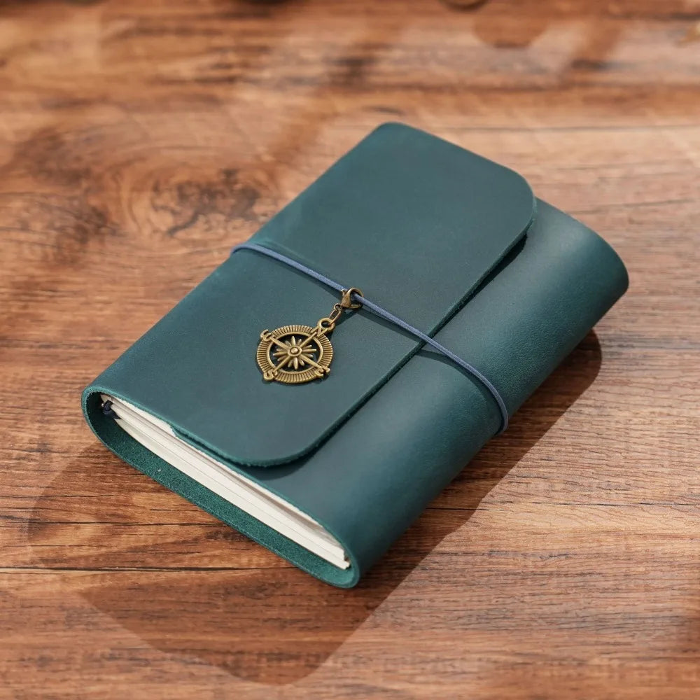 Handmade Genuine Leather Retro Travel Notebook – Refillable Leather Travel Notebook HIP Blue