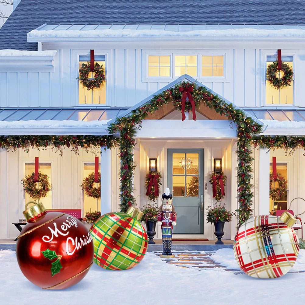 23.6 Inch Christmas Ball Christmas Indoor Outdoor Crafts Decoration PVC Inflatable Ball Family Christmas Holiday Party Ball HIP