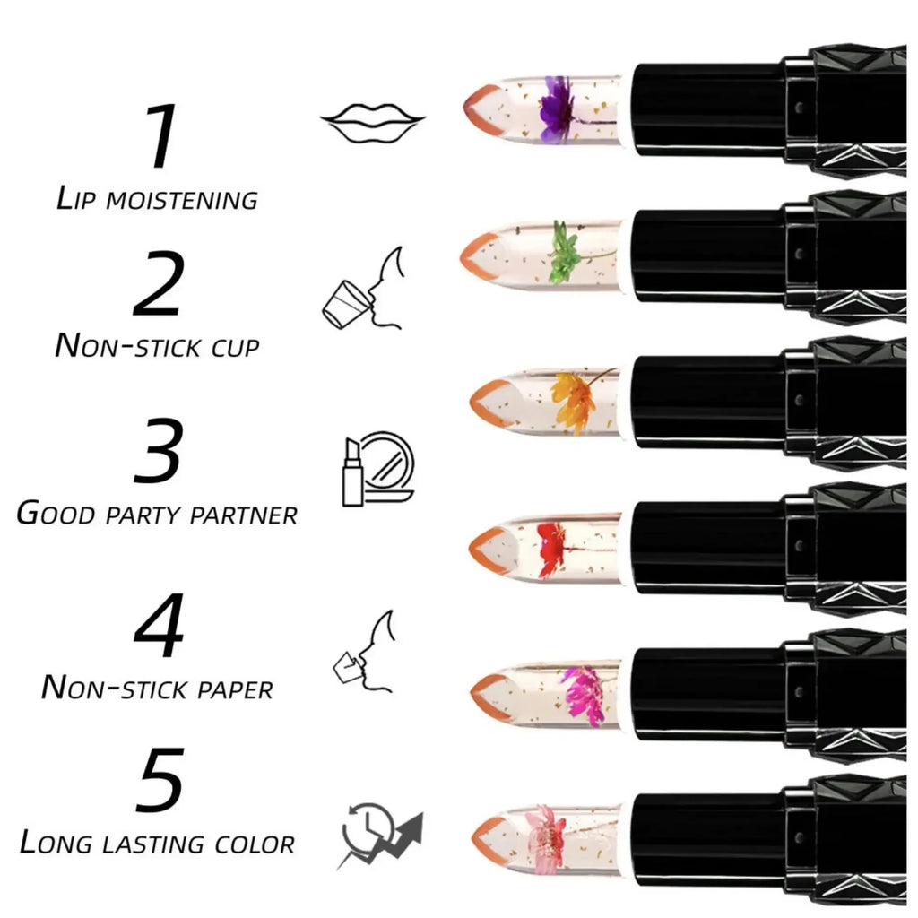 6-Pc Crystal Jelly Color-Changing Lipstick Set – Long Lasting Color-Changing Lipstick HIP