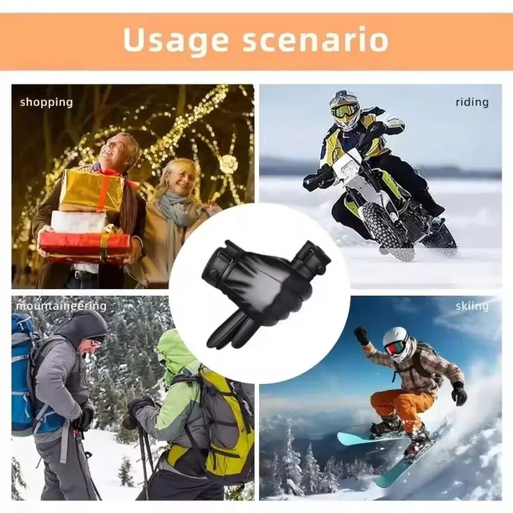 Thermal Fleece Touch Screen Winter Gloves – PU Leather Winter Sport Gloves HIP