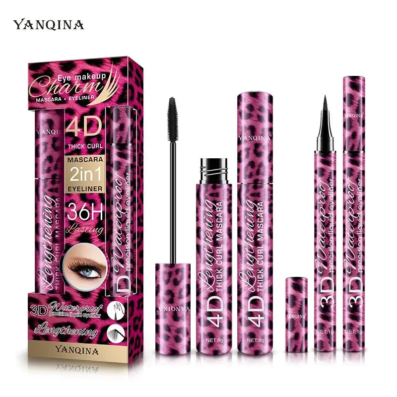 4d Silk Fiber Lash Mascara Long Curling Mascara Makeup Eyelash Black Waterproof Fiber Mascara Extension Eye Lashes Makeup Tool HIP mascara and eyeliner