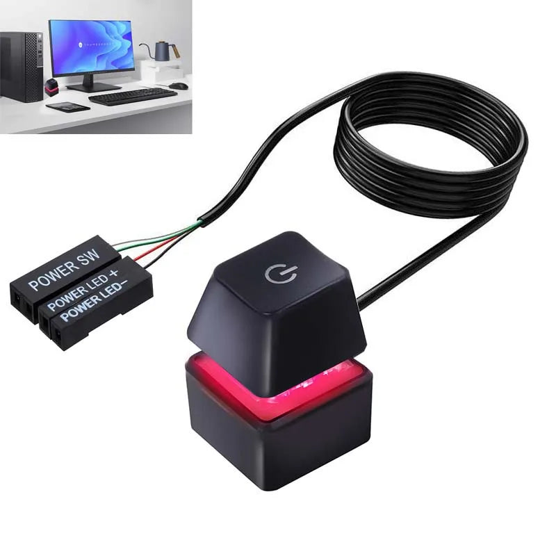 RGB Desktop PC Power Switch – External ON/OFF & Reset Button PC Power Switch HIP