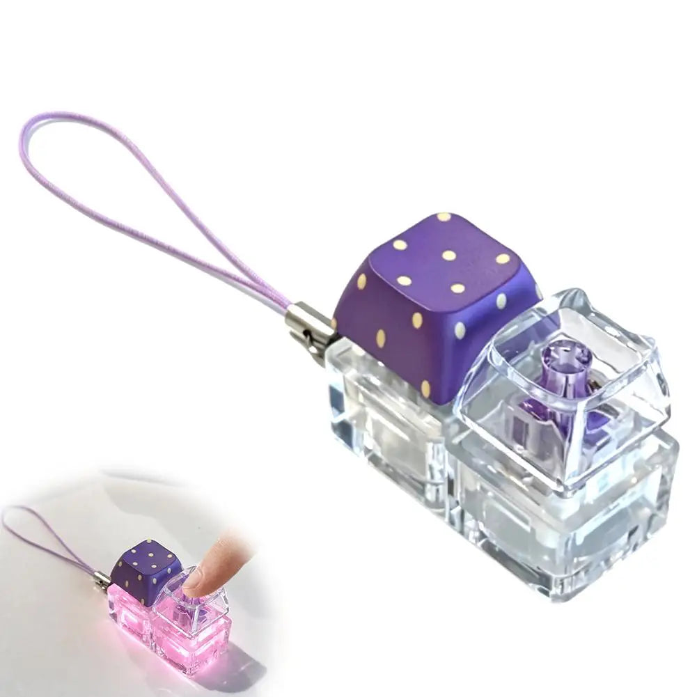2 Keys Keyboard Toys Crystal Keycap Keychain Stress Relief Fingertip Gadget Decompression Toys Clicker Toy HIP E