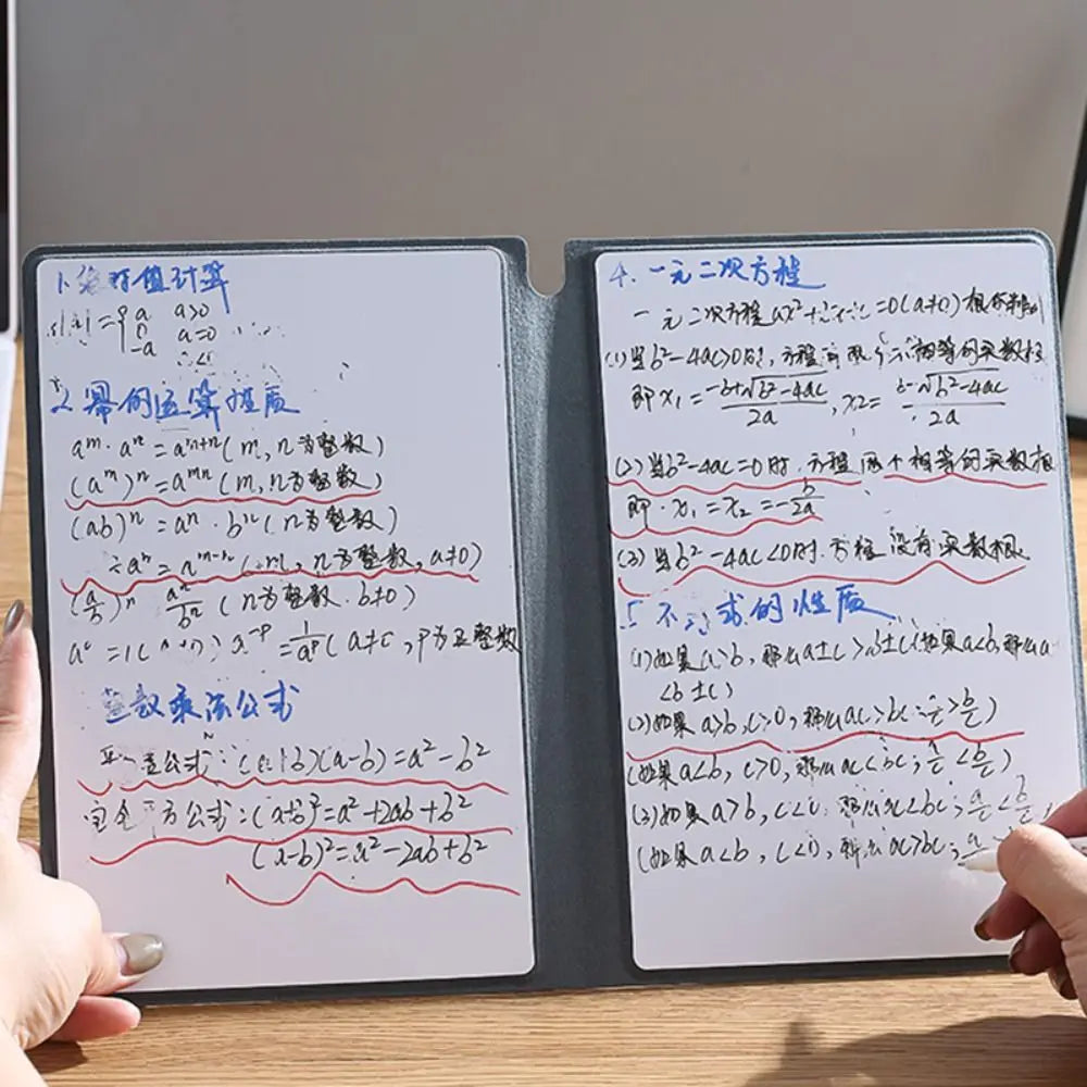 Reusable A4 Whiteboard Notebook – PU Leather with Pen & Eraser Reusable Whiteboard Notebook HIP