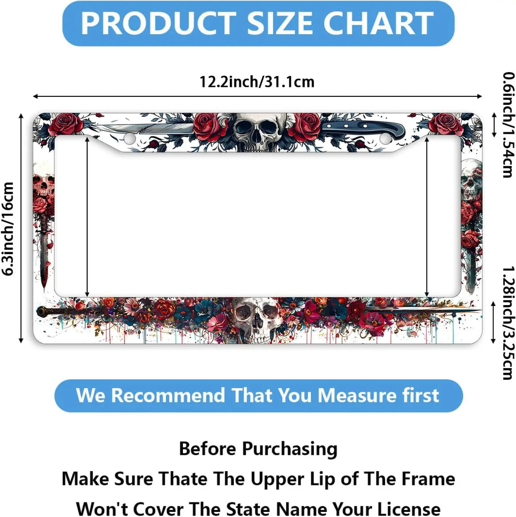 Skull Gothic Stainless Steel License Plate Frame | Car Decor License Plate Frame HIP