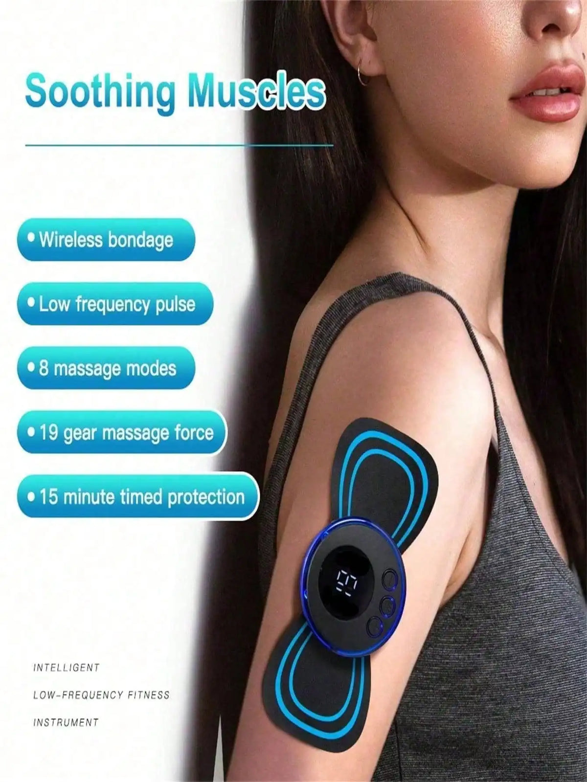 EMS Neck & Back Massager – 8 Mode LCD Pulse Stimulator EMS Neck Massager HIP