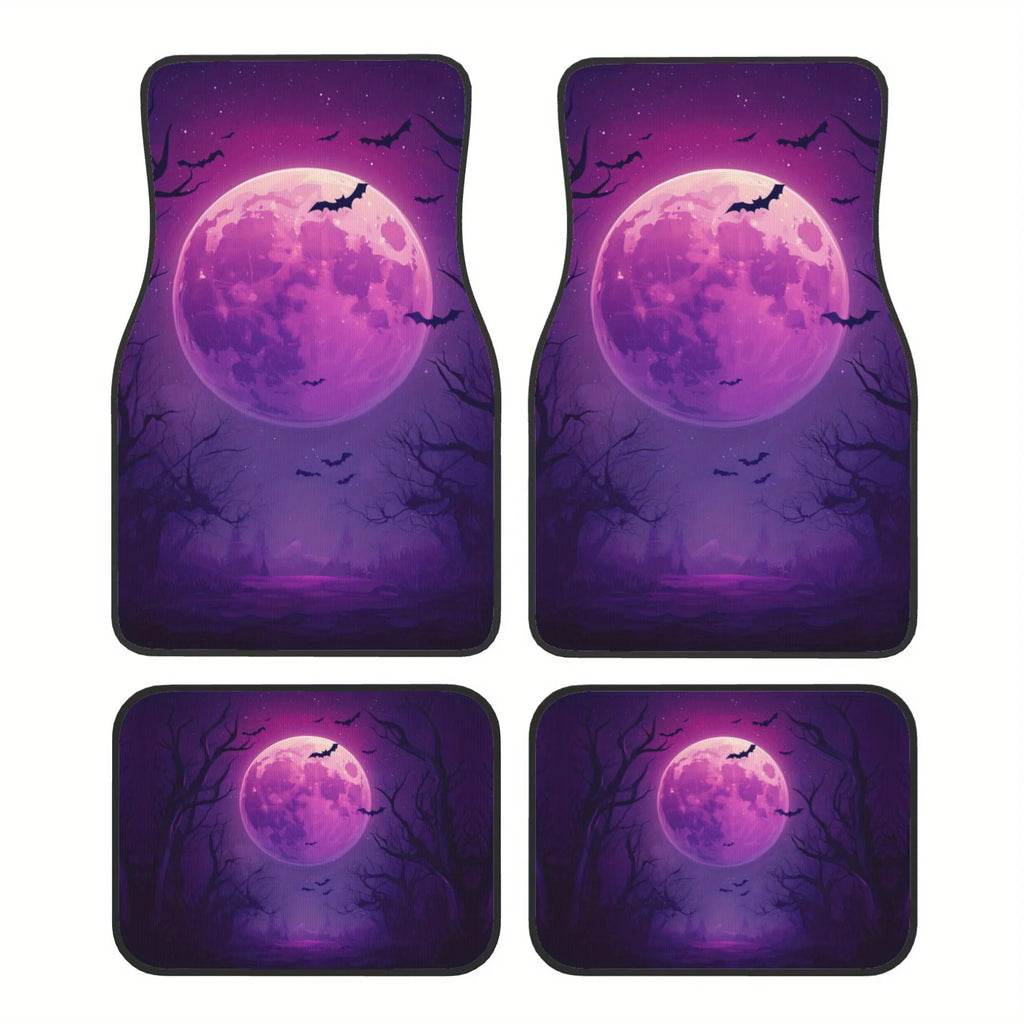 Purple Moon & Bats Car Floor Mats Set of 4 | Cars Trucks SUVs Car Floor Mats HIP 1