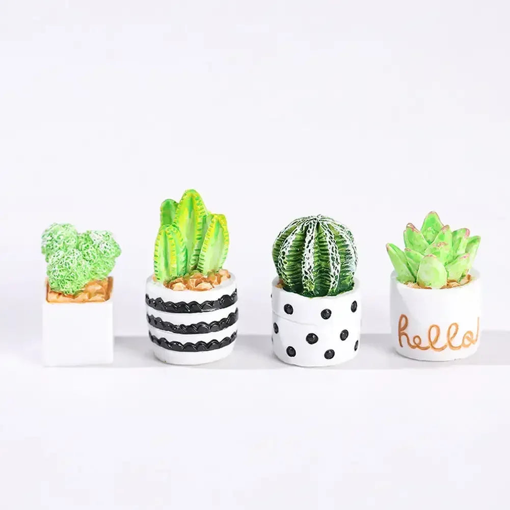 1/12 Doll House Miniature Flower Fairy Garden Ornament Mini Green Plant Flowers Pot Home Simulation Tree Potted DollHouse Decor HIP