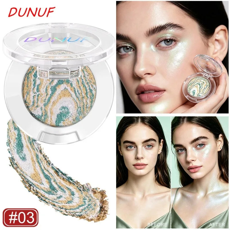 Monochrome Marble Pattern Highlighter Powder Shimmer Glitter Pigment Long Lasting Brightening Contour Blush Eyeshadow Cosmetic HIP 03