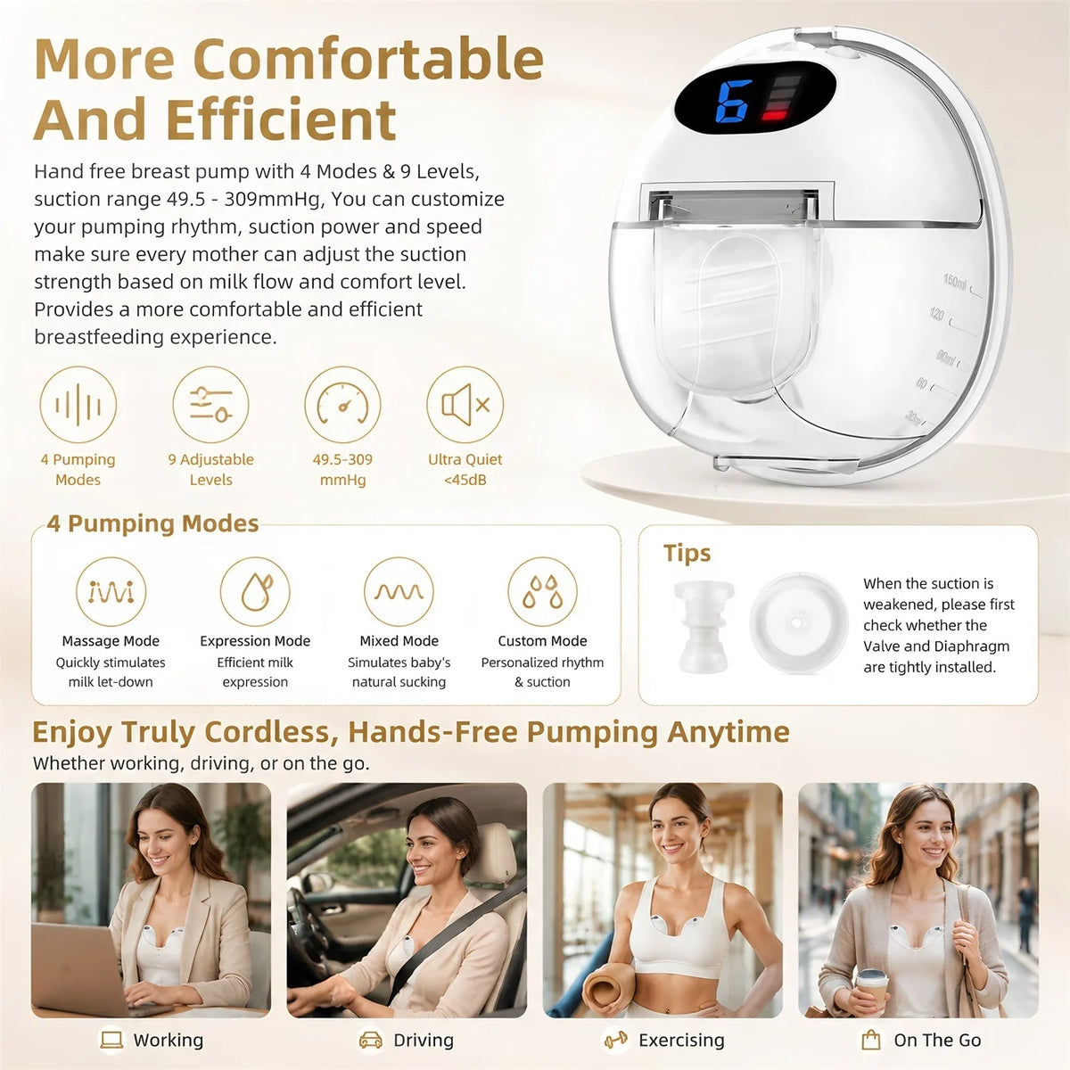 Alextrasza Portable Electric Breast Pump – USB Rechargeable Electric Breast Pump HIP