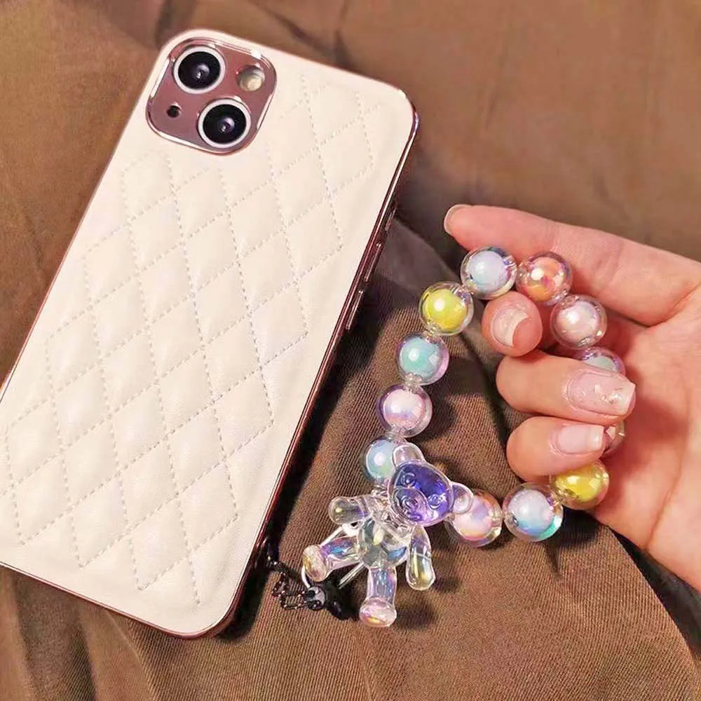 Crystal Macaron Beads Bear Phone Wrist Strap & Keychain Phone Wrist Strap HIP