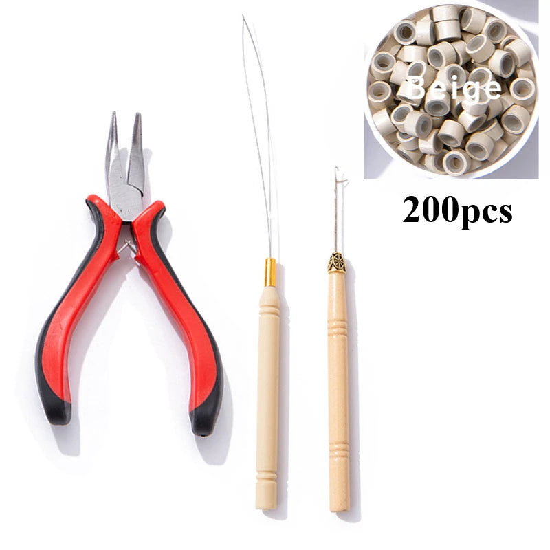 New Wig Extension Tools Micro Silicone Lined Rings/Links/Beads MICRO Ring Link Crimp Beads Hair Extensions Tools HIP beige