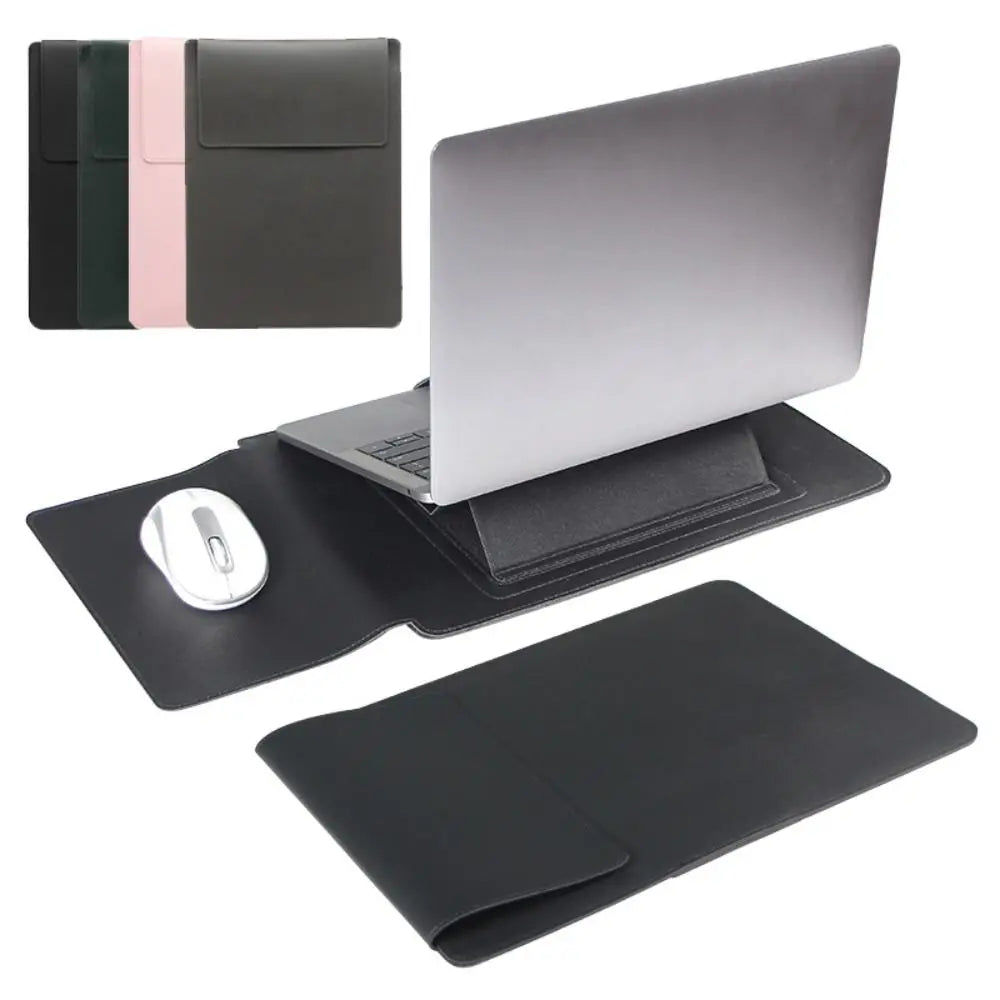 13–15" Laptop Sleeve with Stand & Mouse Pad | PU Leather Laptop Sleeve Case HIP