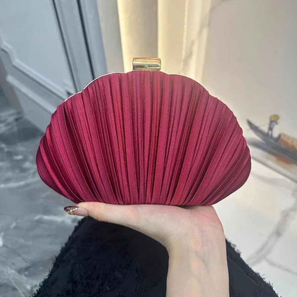 Shell Shaped Evening Clutch Bag with Crossbody Strap | HIP Evening Clutch Bag HIP Dark Red