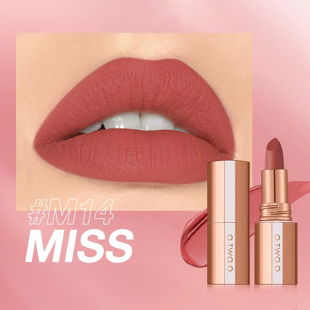 O.TWO.O Matte Lipstick Lip Tint 8 Colors Waterproof Long Lasting Non-stick Cup Sexy Highly Pigmented Velvet Lip Sticks Lip Stain HIP M14 China Mainland Full Size