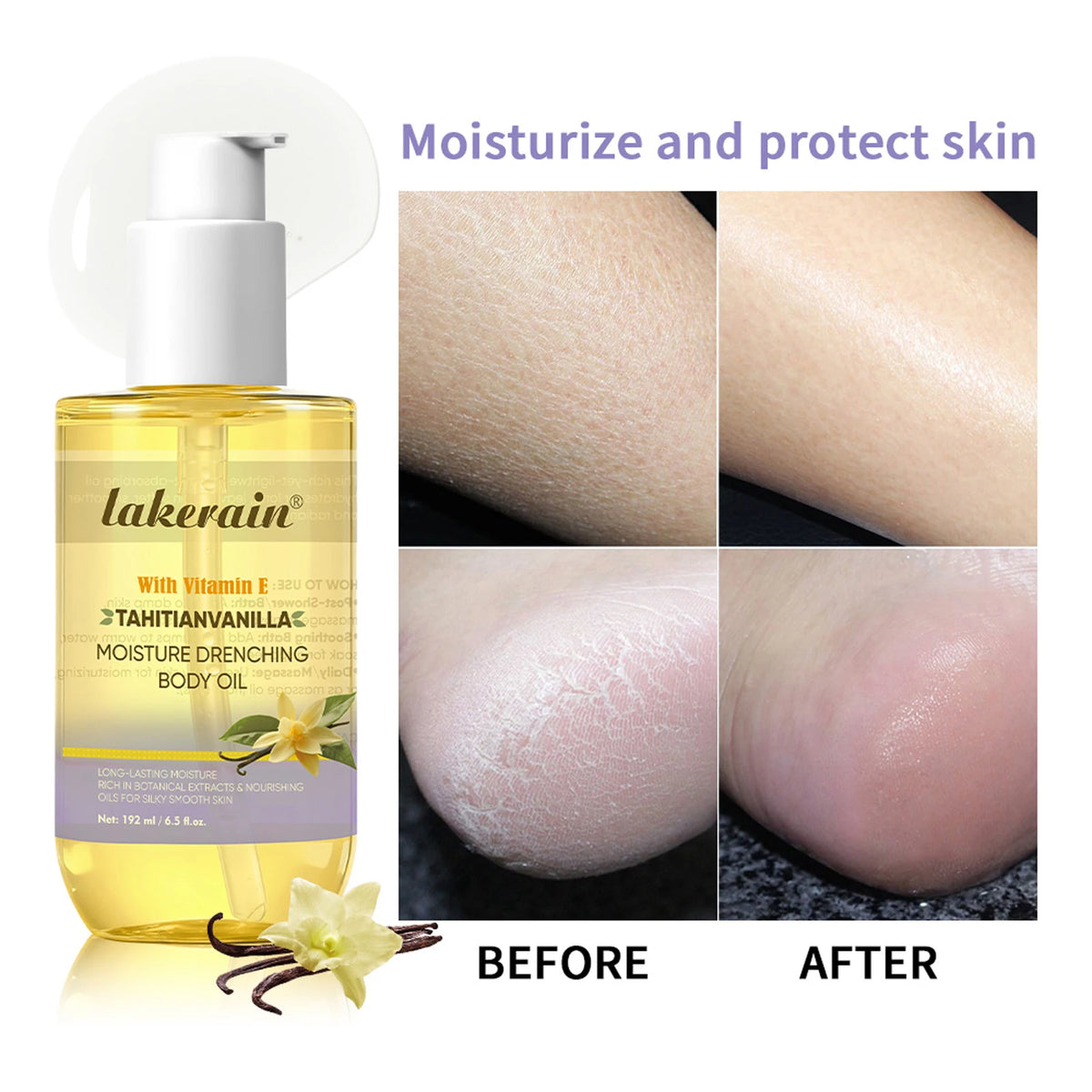 Cocoa Butter Body Oil Shea Vitamin E 72Hr Hydration Moisture Drenching Vanilla Soothes Dryness Protects Skin Body Care HIP