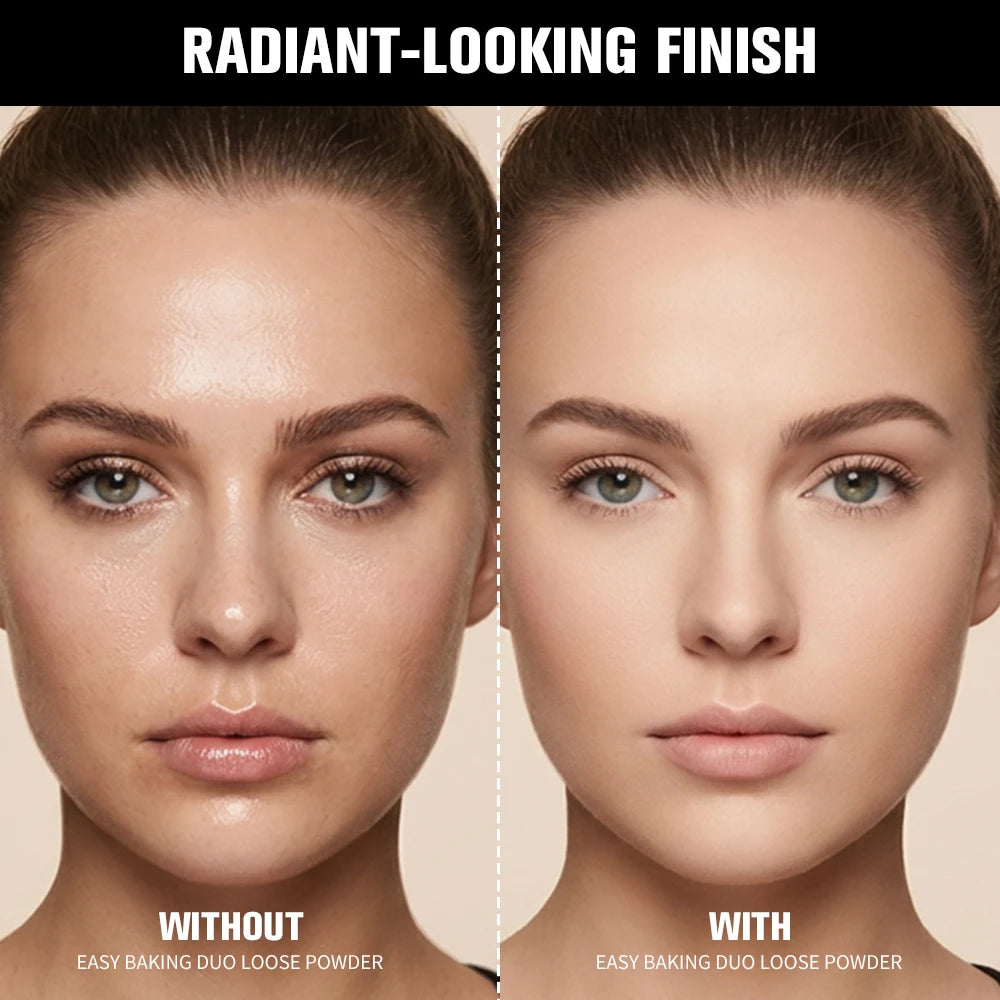 2/3Pcs Loose Setting Powder & Correcting Powder with Brush Duo Oil Control Brightening Long Lasting Face Cosmetics HIP