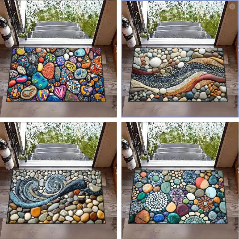 2D Cobblestone Doormat – Non-Slip Indoor/Outdoor Entrance Rug Indoor Outdoor Doormat HIP