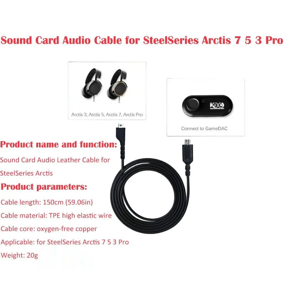 OFC Replacement Aux Cable for SteelSeries Arctis 3 5 7 Pro Headset Audio Cable HIP