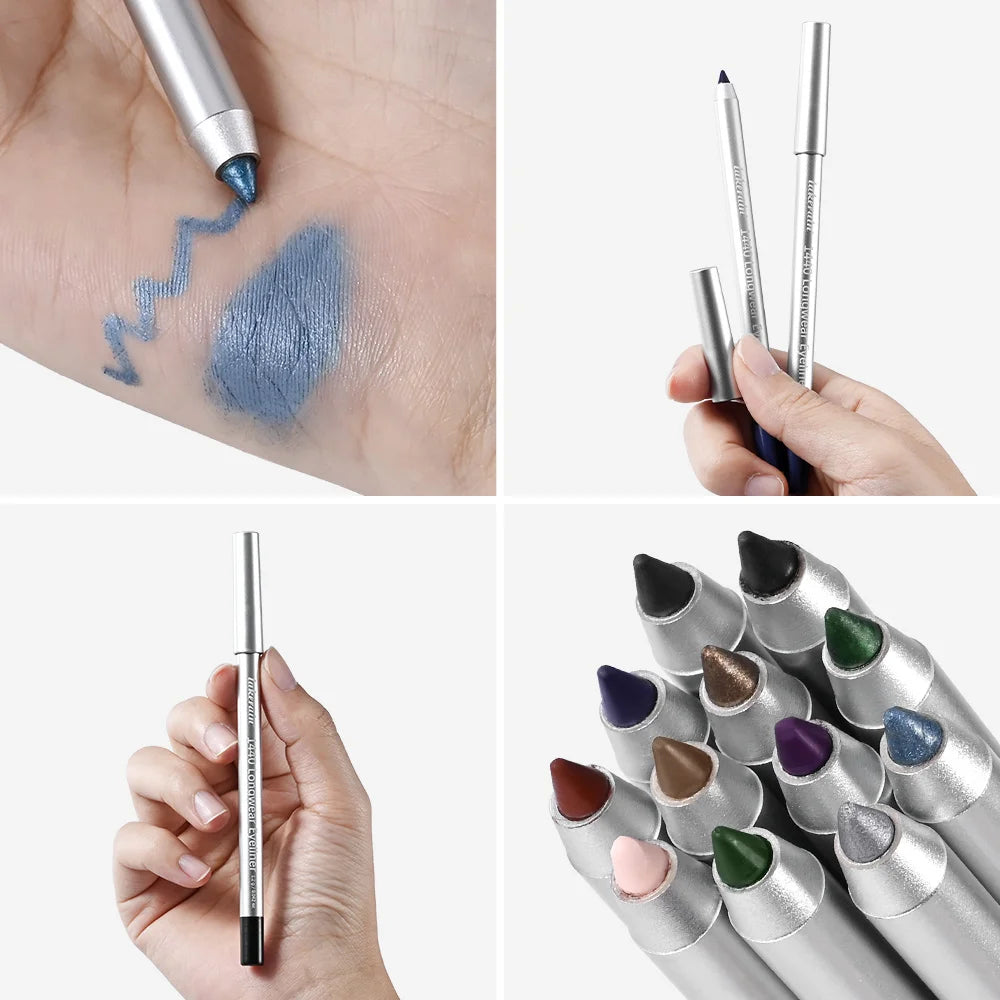 12Colors Wonder Eyeliner Pencil Longwear Deep Black Eyeliner Pencil Waterproof Sharpenable & Smudge Proof Long-lasting HIP