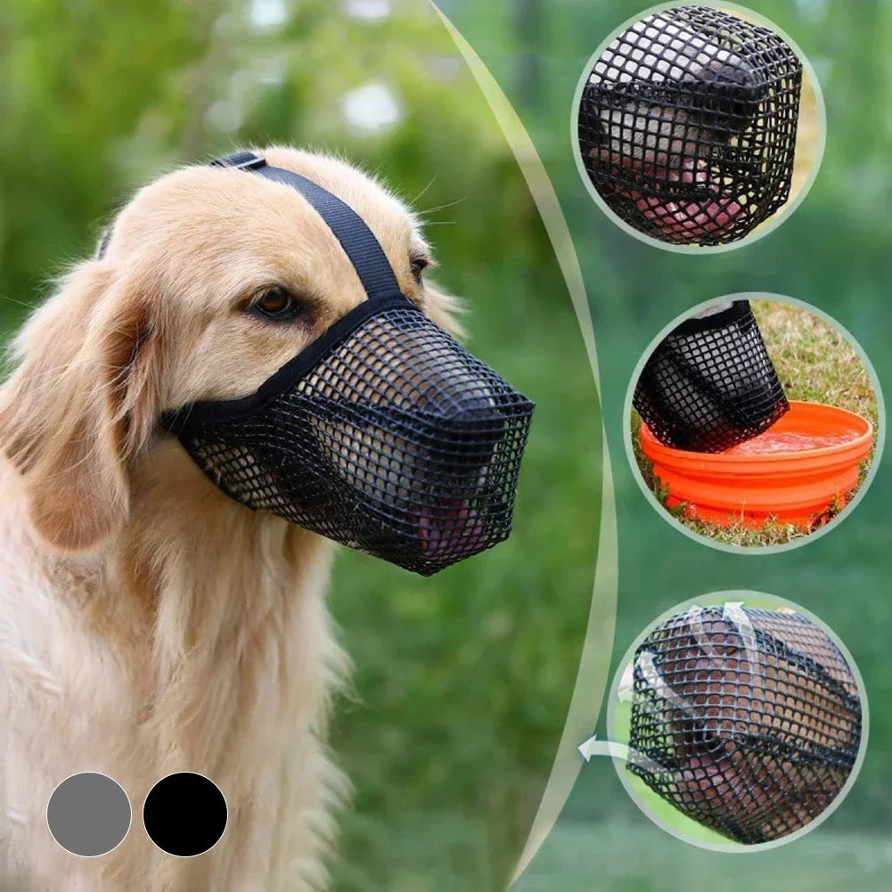 Soft Mesh Covered Dog Muzzle Poisoned Bait Protection With Adjustable Straps Prevent Biting Chewing And Licking HIP