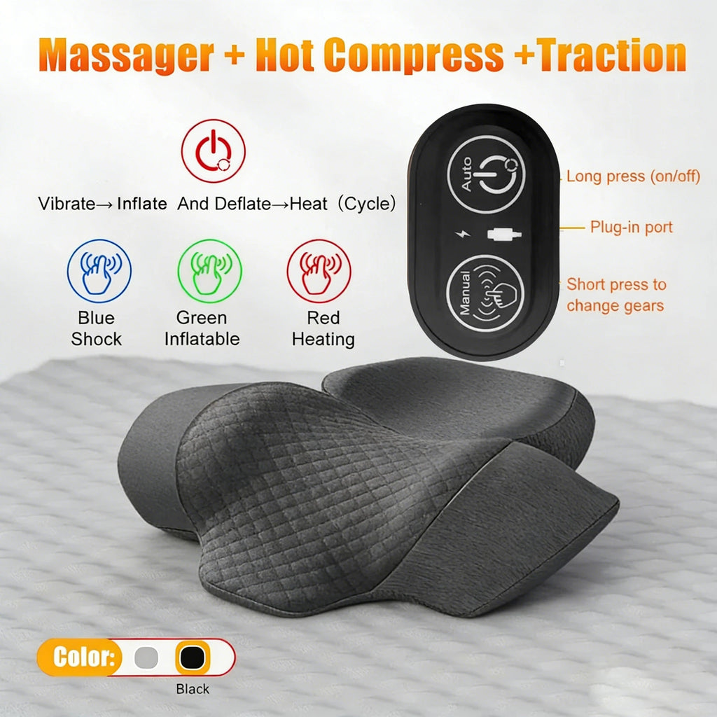 3-in-1 Heated Neck & Shoulder Massager – Airbag Compression Neck Shoulder Massager HIP hot Massage traction