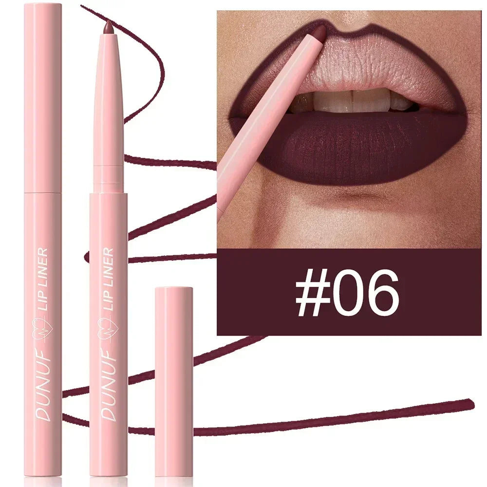 Tapered Nib Lip Liner Pencil Matte Red Brown Plumping Lip Stain Lasting Waterproof Fine Lipstick Slim Lip Outline Contour Makeup HIP 06