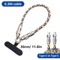 2-in-1 PD Fast Charger Cable & Smartphone Wrist Strap Lanyard USB-C Charging Cable HIP 0.3M
