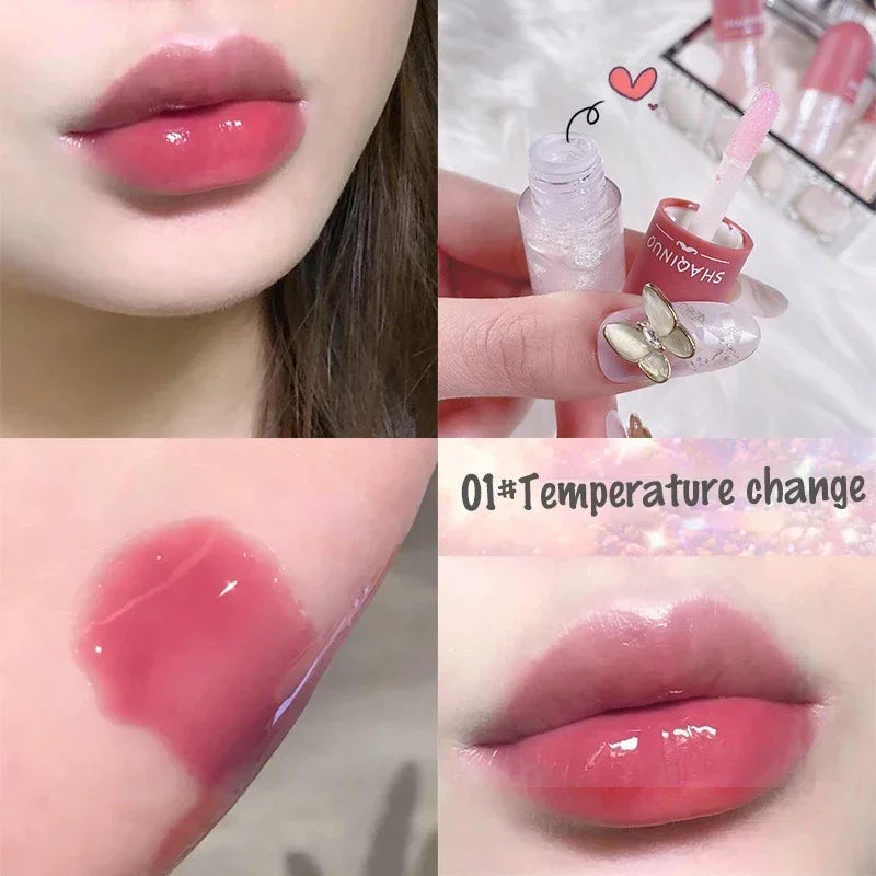 Mini Capsule Instant Volumising Lip Plumper Glitter Shine Lip Balm Long Lasting Moisturizer Lip Oil Temperature Change Lipgloss HIP 01Temperature Change
