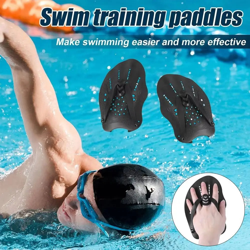Freestyle Swim Hand Paddles – Kids & Adults | Silicone Straps Swim Training Paddles HIP