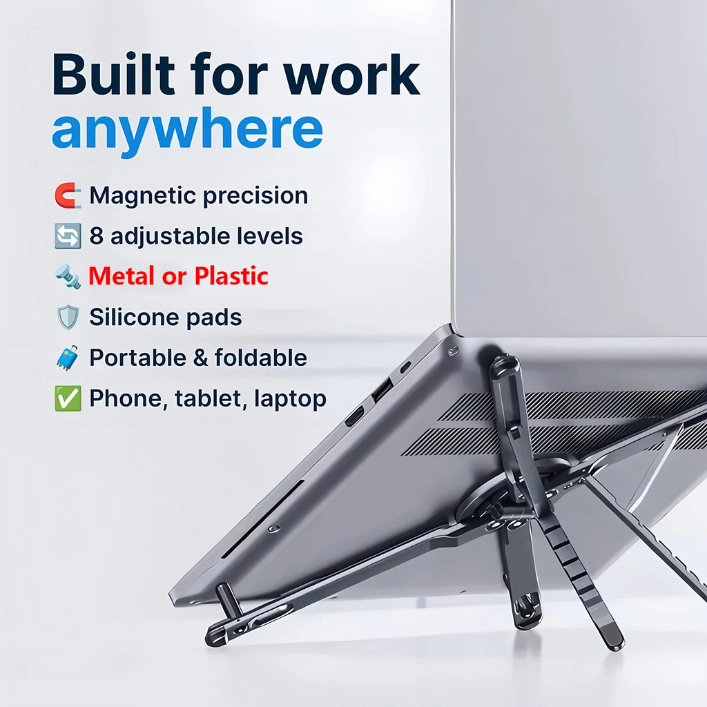 FireFrog Foldable Laptop & Tablet Stand – Magnetic Phone Holder Foldable Device Stand HIP