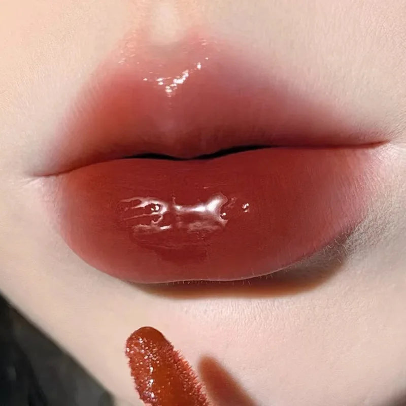 New Jelly Mirror Lip Glaze Transparent Water Glossy Lipgloss Mocha Brown Liquid Lipstick Moisturizing Lasting Red Lip Tint Stain HIP 06