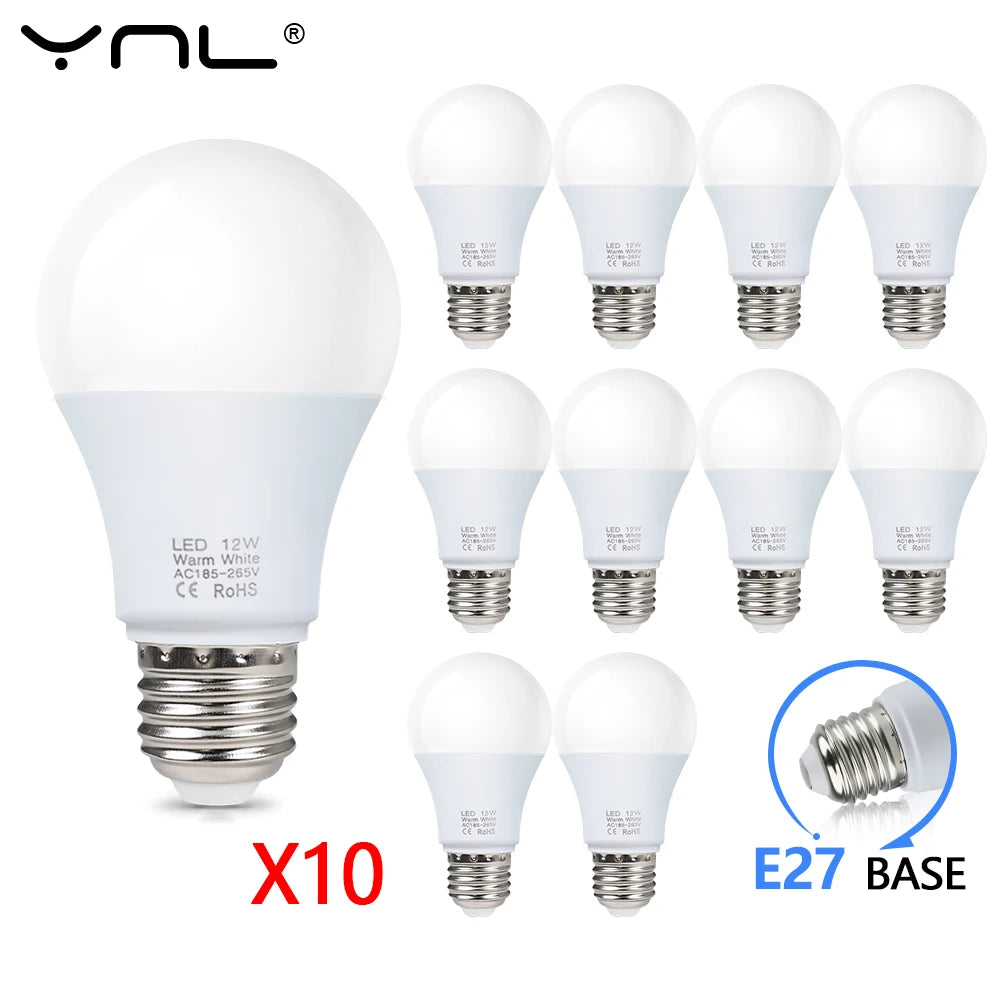 10-Pack E27 LED Bulbs 3W–18W 220V | Warm & Cool White LED Light Bulbs HIP