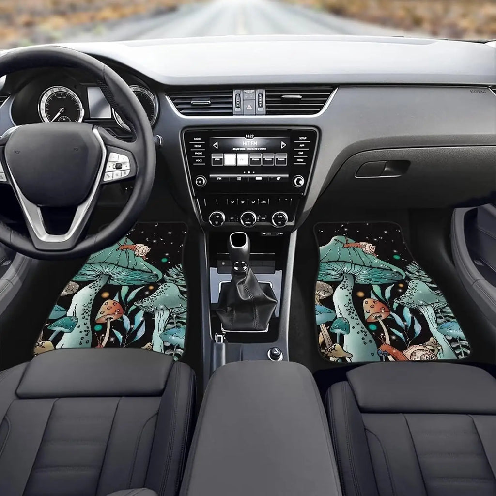 Mushroom Snail Teal Car Floor Mats – 4-Piece Non-Slip Set Car Floor Mat Set HIP
