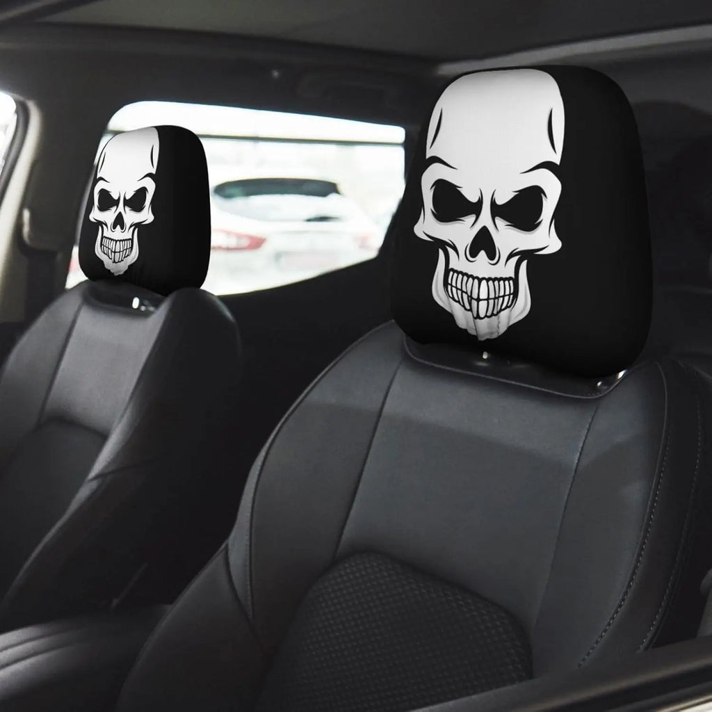 2-Pack Halloween Skull Car Headrest Covers – Universal Fit Car Headrest Cover HIP
