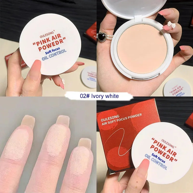 Pressed Powder Transparent White Brighten Oil Control Concealer Lasting Natural Face Makeup Setting Powder Waterproof Cosmetic HIP 02 ivory white