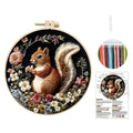 Animal Landscape Rural Squirrel DIY Embroidery Set Adult Beginners Handmade Embroidery Set Accessories Gifts HIP with 20cm hoop