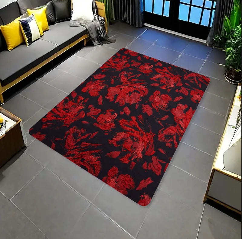 Red Plum Blossom Non-Slip Doormat – Chinese Floral Rug Decorative Doormat HIP 1 40X60-Felt