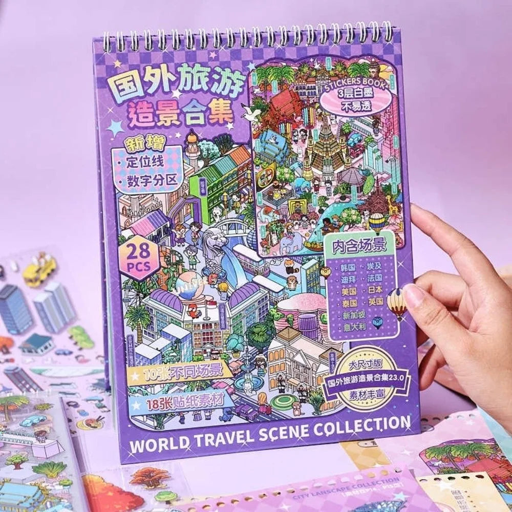 Travel Theme 3D Sticker Book – 10 Themes & 31 Sheets PET 3D Sticker Book HIP