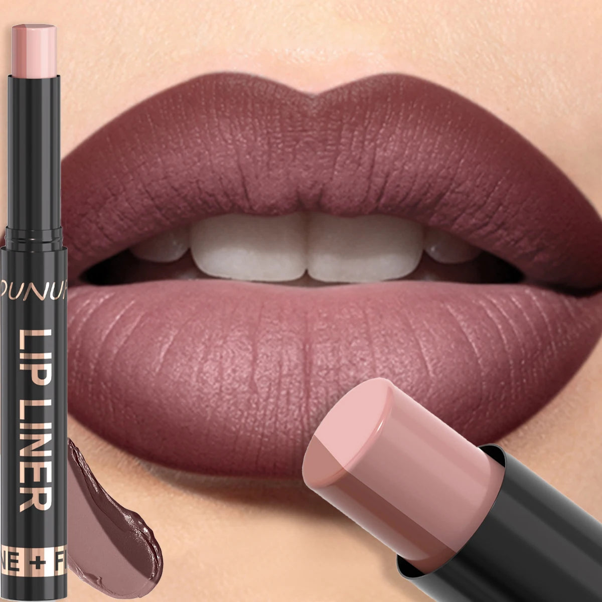 Two-Tone Gradient Lip Liner Lipstick Pen Matte Velvet Nude Pink Lip Makeup Long Lasting High Pigment Smooth Lip Contour Cosmetic HIP 07