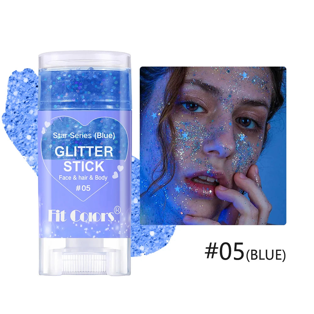 Sparkling Sequins Glitter Gel Stick Mermaid Sequin Body Glitter Gel Cosmetic Hair Glitter Festival Makeup for Christmas Party HIP 05