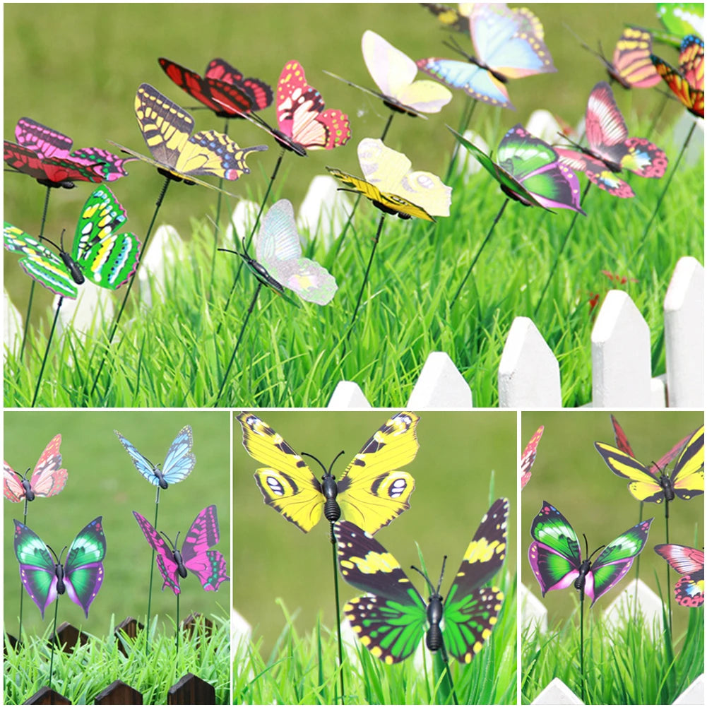 Waterproof Exquisite Color 3D Dragonfly Butterfly Decoration Stakes 12/6pcs 3D Artificial Indoor Outdoor Christmas Decoration HIP
