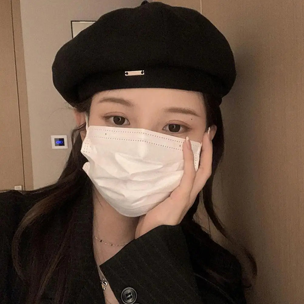 Solid Color Women Berets Korean Fashion Retro Octagonal Hat Elegant Lady Artist Painter Cap Newsboy Beanie Bonnet HIP