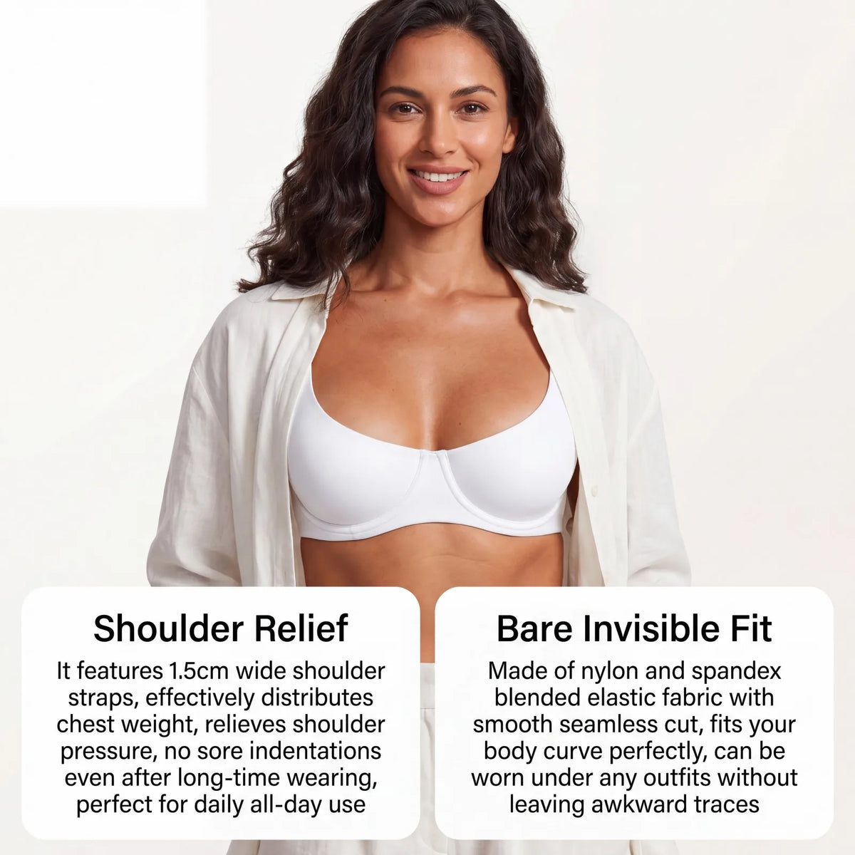 Zeriluna Women's Underwire Unlined Seamless Bra | Wide Straps Women's Underwire Bra HIP