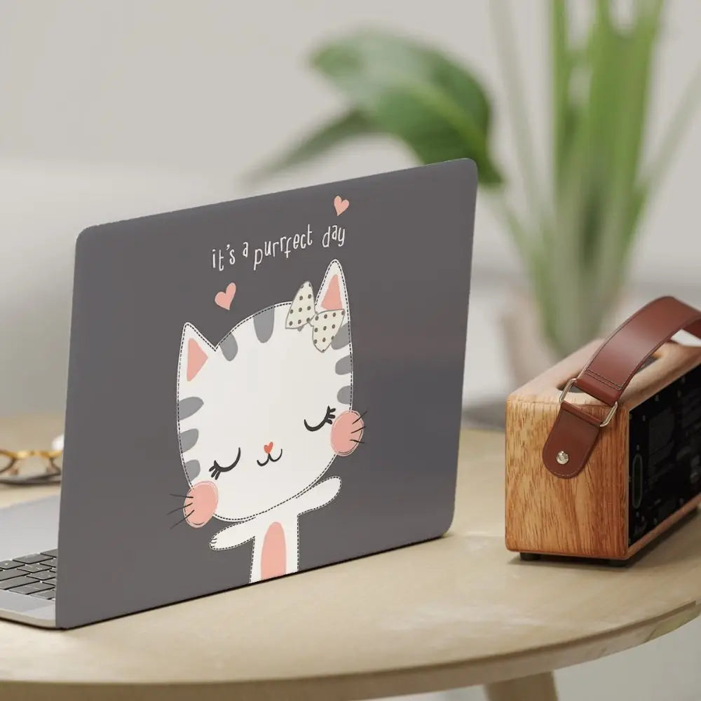 Cute Cat 15" Laptop Skin – A+C Side Cover, Waterproof PVC Laptop Skin Decal HIP