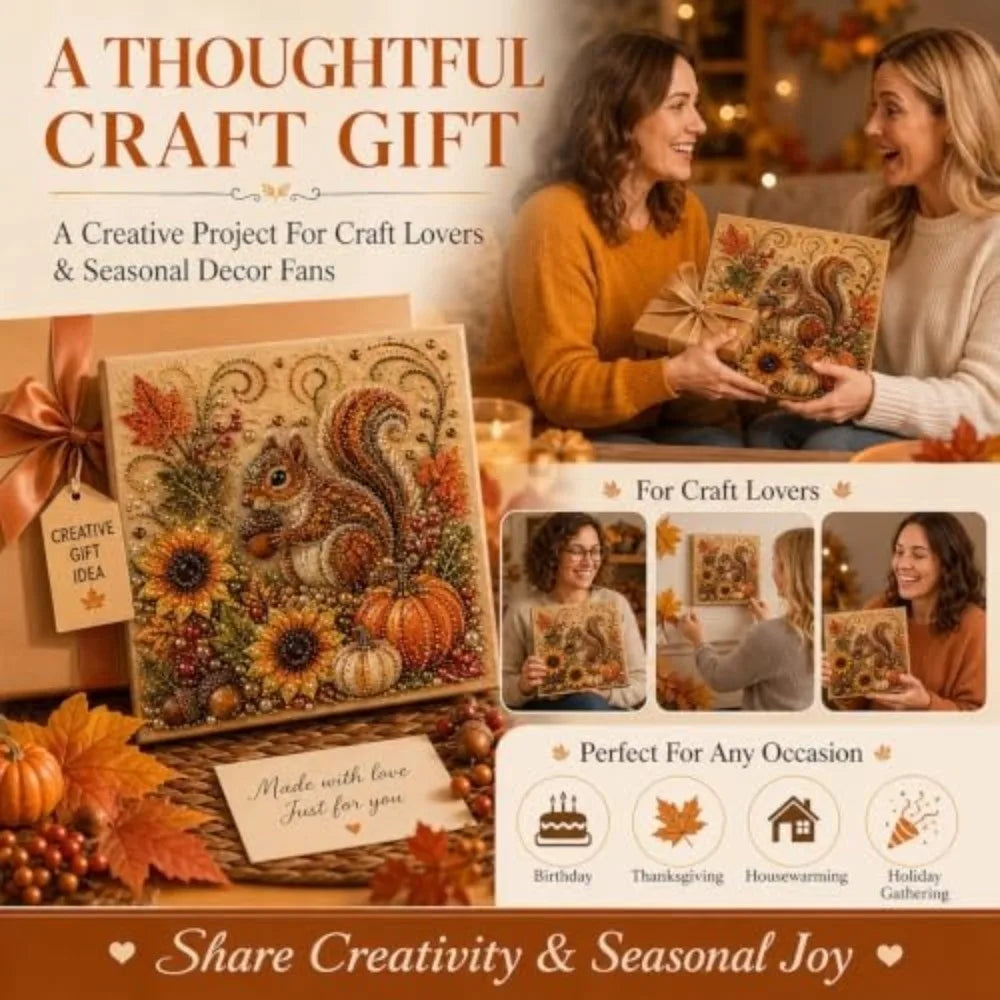 Autumn Pearl Painting Kit – DIY Squirrel & Fox Diamond Art DIY Pearl Painting Kit HIP