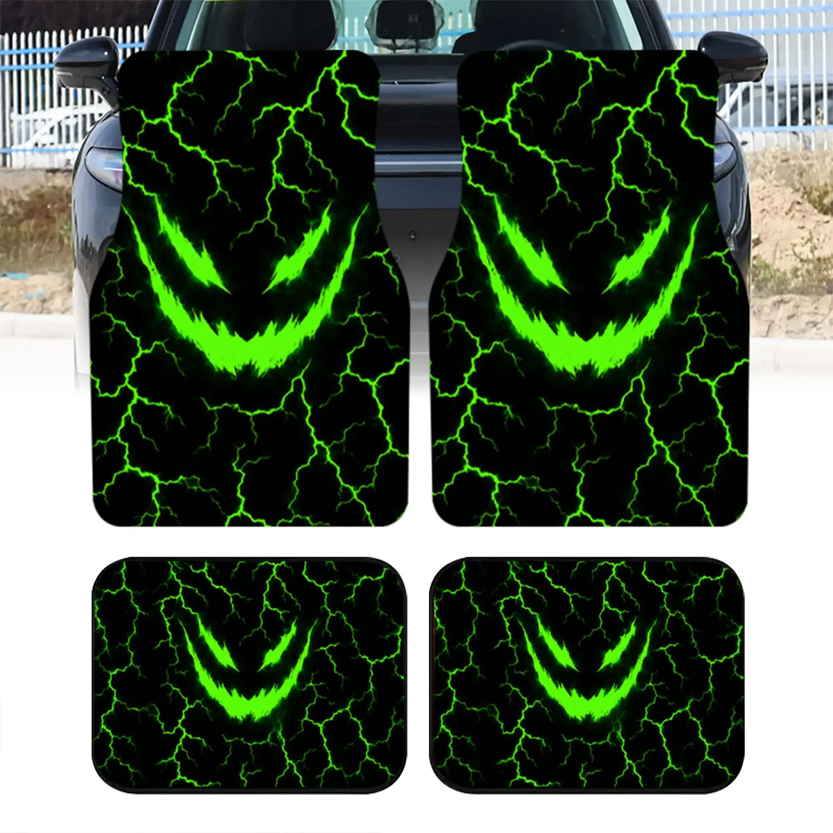 4-Piece Monster Eye Print Car Floor Mats – Universal Fit Car Floor Mats HIP WHITE