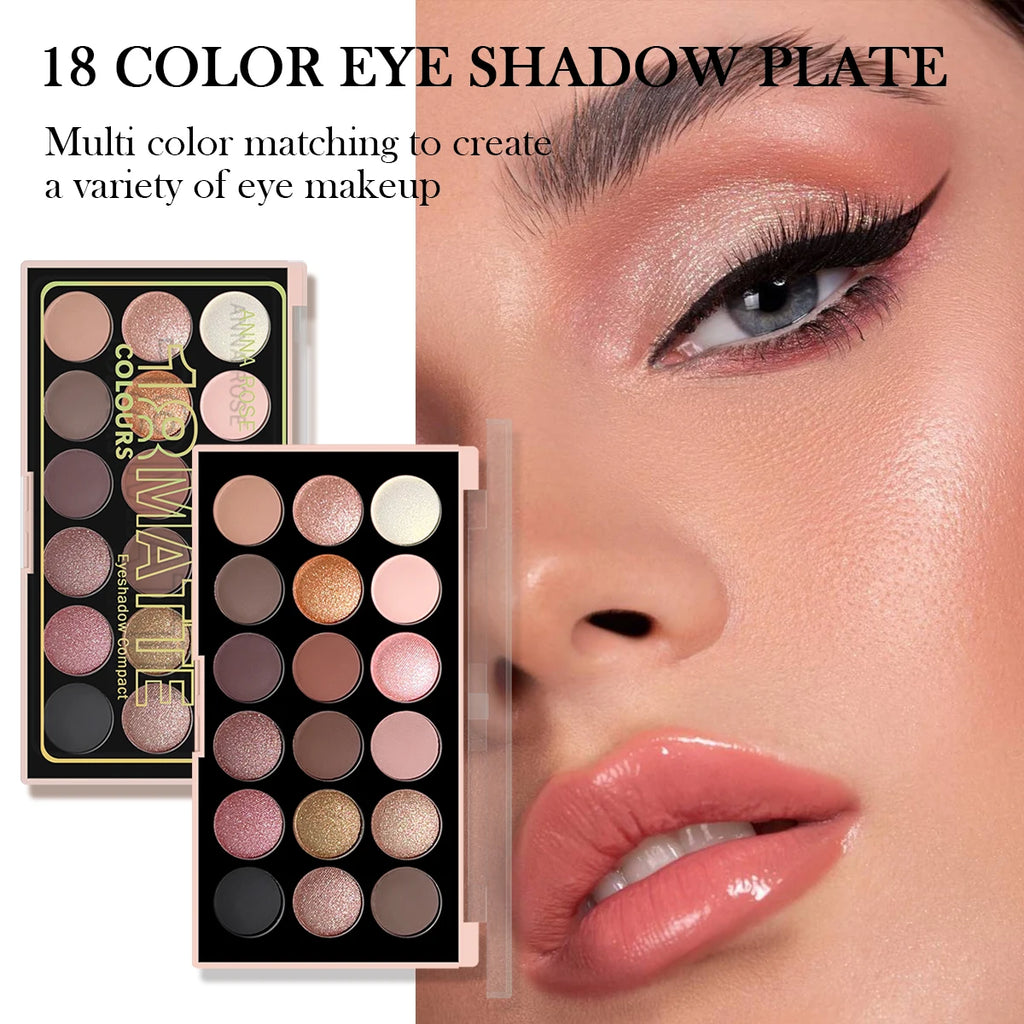 18-Color Eyeshadow Palette – Matte, Shimmer & Glitter Eyeshadow Palette HIP