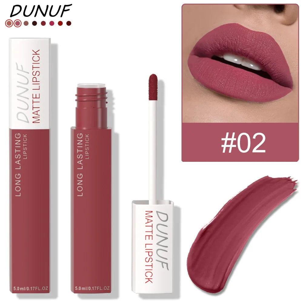 8 Colors Liquid Lipstick Nude Orange Brown Matte Velvet Lip Glaze Non-stick Cup Not Easy To Fade Clay Lip Gloss Lipstick Makeup HIP 02