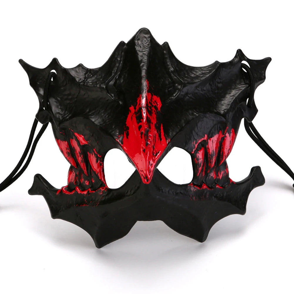 Creative Halloween Animal Skull Mask Dragon Wolf Mask Blood Half-Face Mask Men Horror Skeleton Carnival Mask Party Cosplay Prop HIP Tengu Black